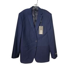 Van Heusen Navy Windowpane Sport Coat Size 46 Long
